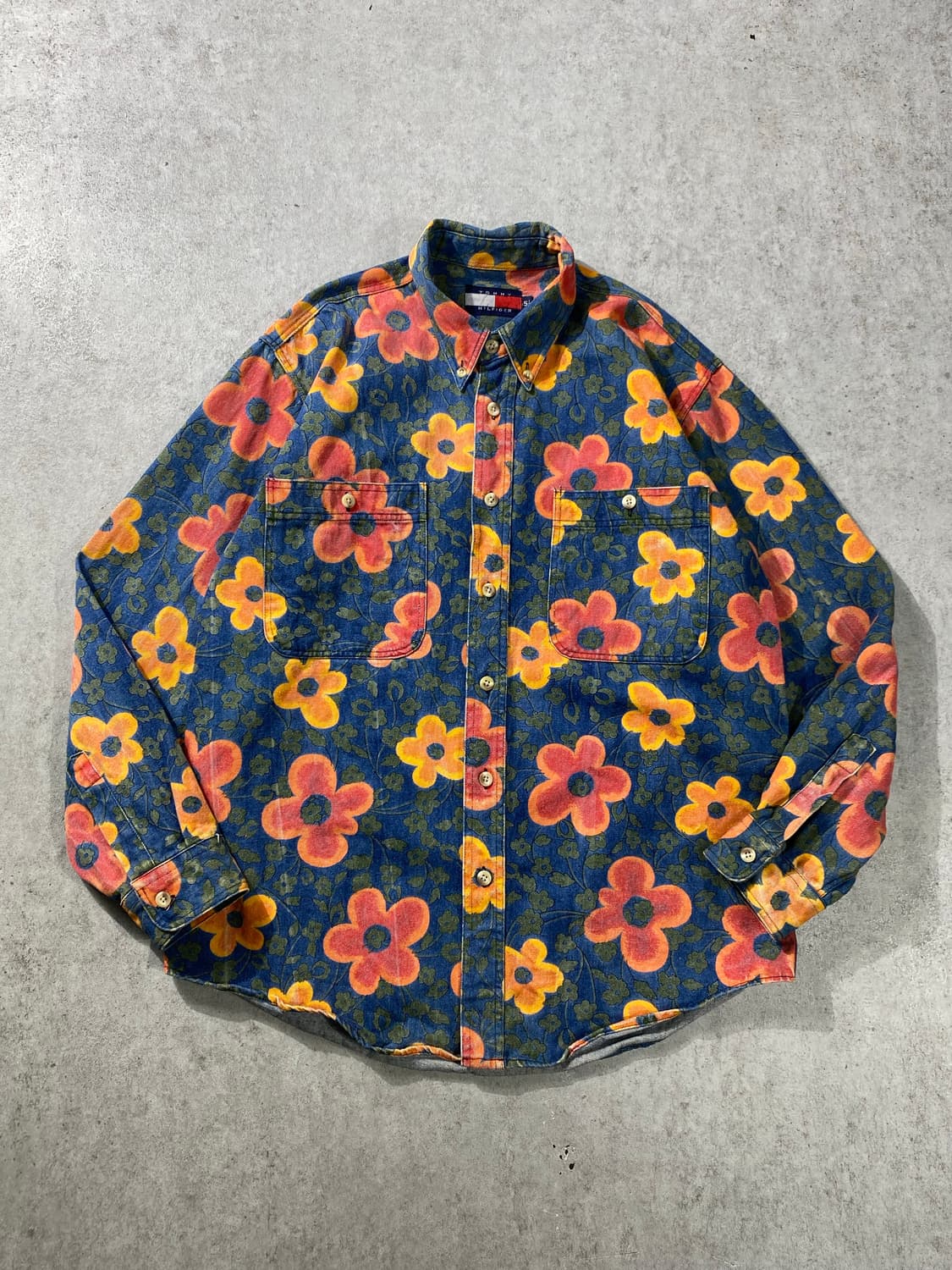 [L] 90s 타미힐피거 플라워 패턴 데님 셔츠 상품이미지4
