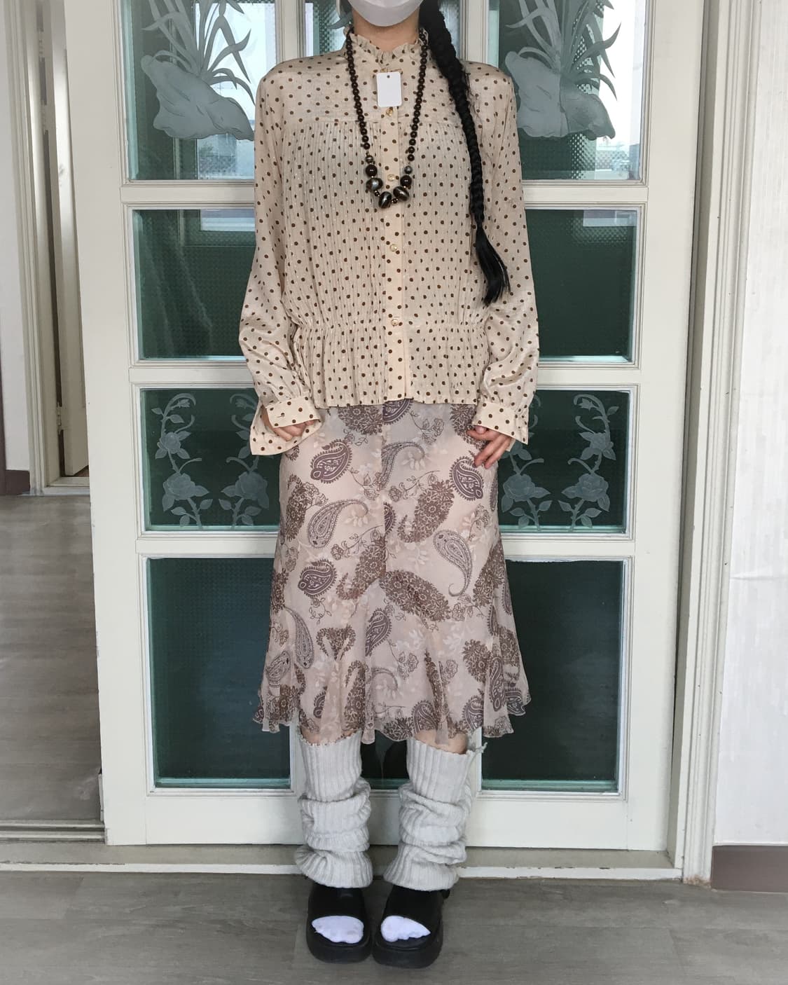 Dot pattern pleats blouse 상품이미지1