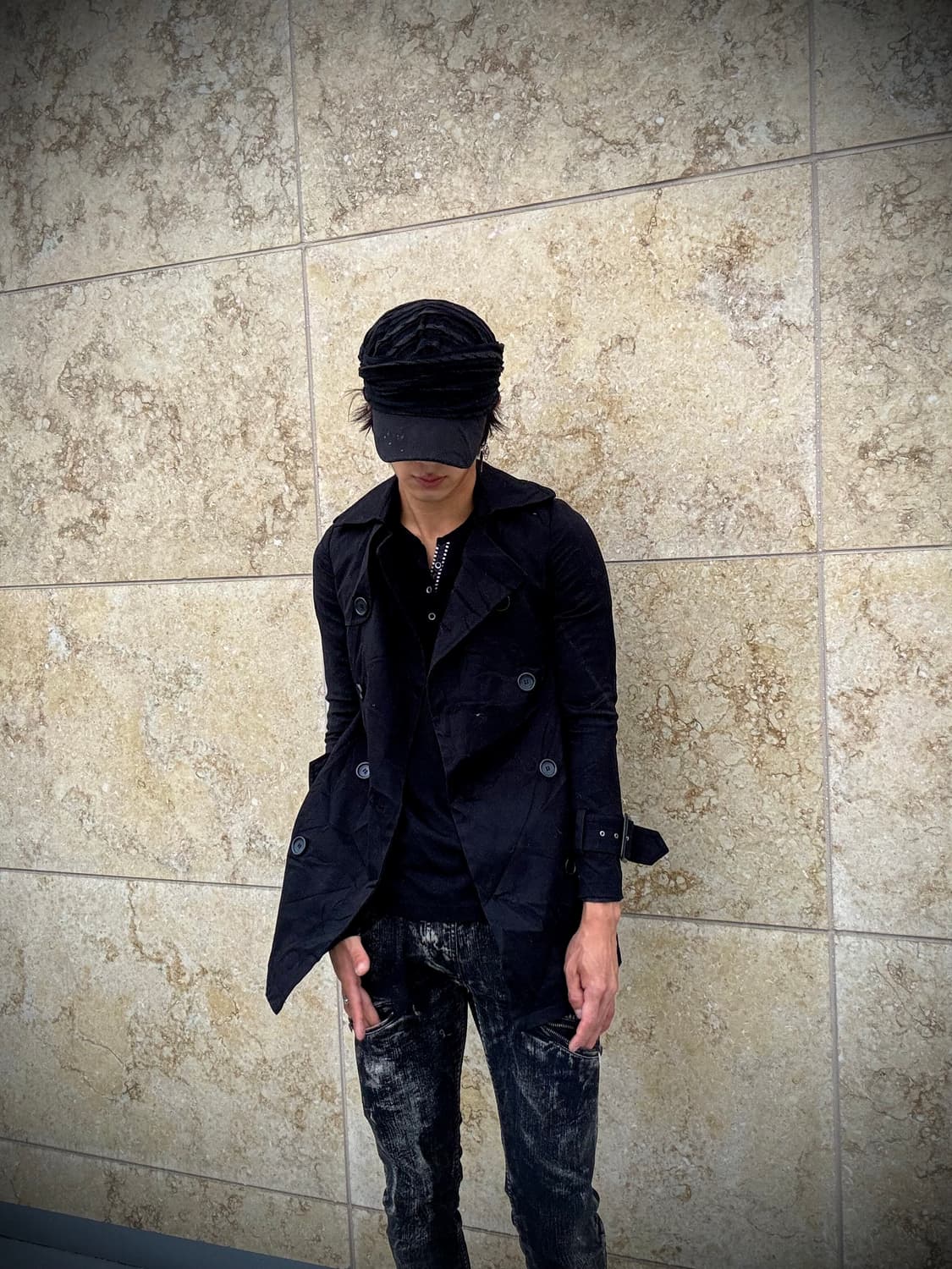 “EGOIST” Y2K Chic Mood Black Long Coat B 상품이미지6