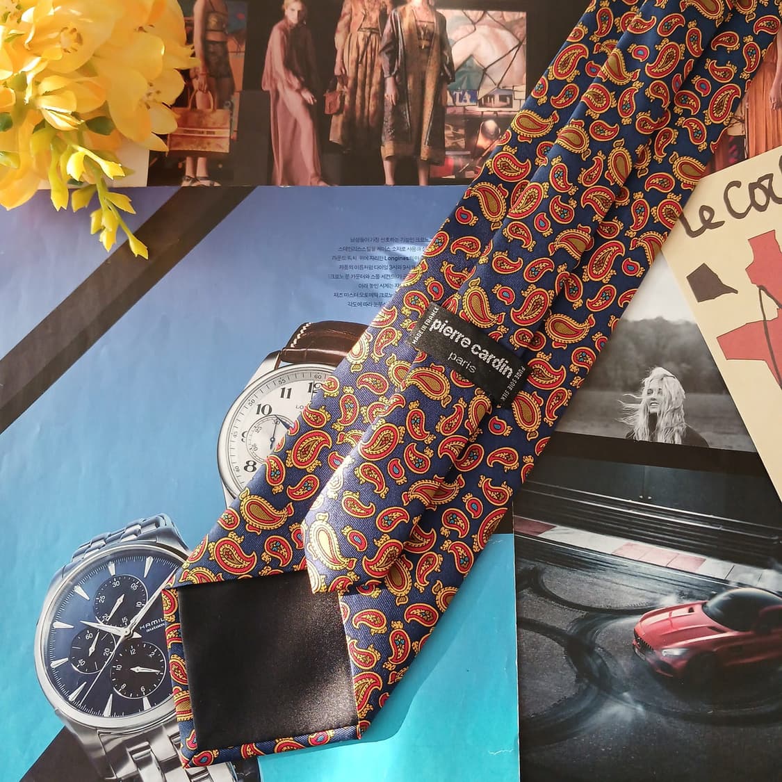 피에르가르뎅 실크 네이비 페이즐리 넥타이 9.3cm A+등급 A18991 상품이미지4
