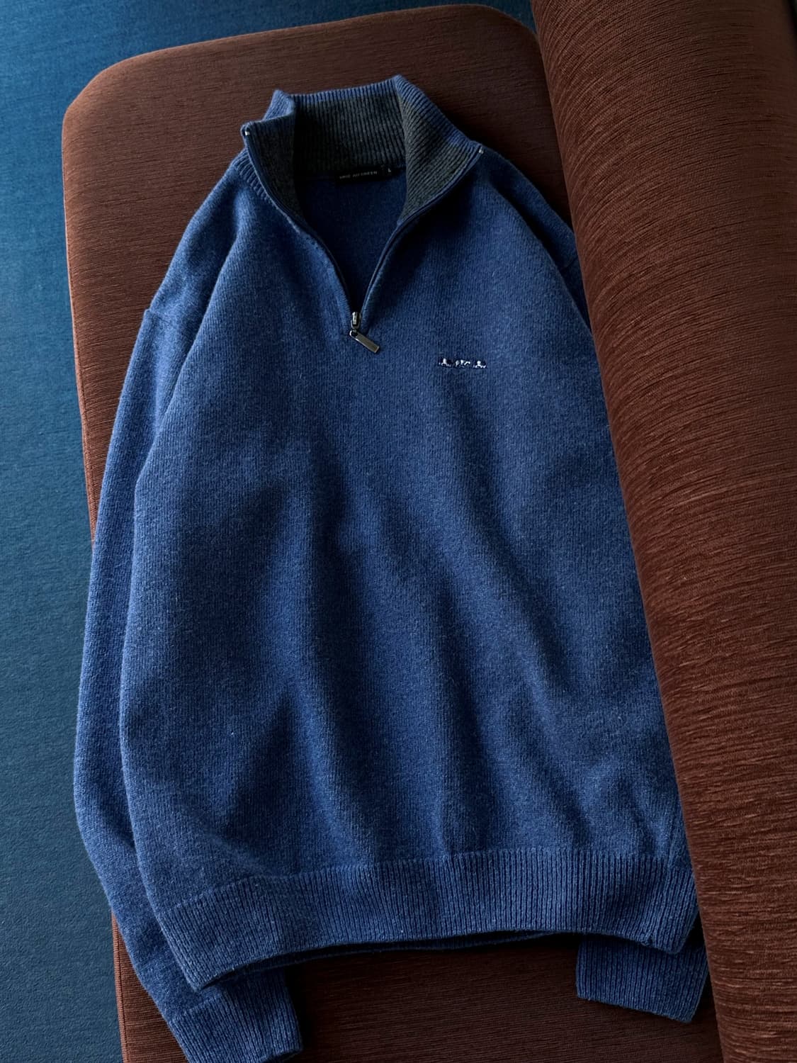 Brushed fabric design zip knit P/O 상품이미지4