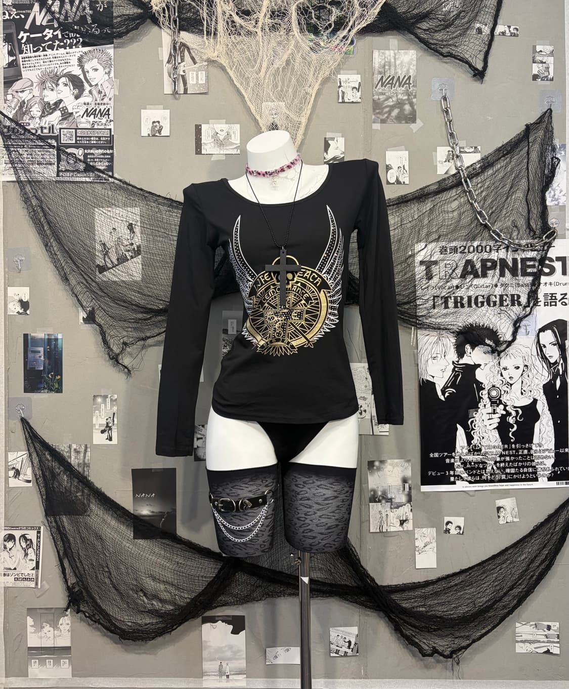 PUNK cubic skull Lace-up back longsleeve 상품이미지2