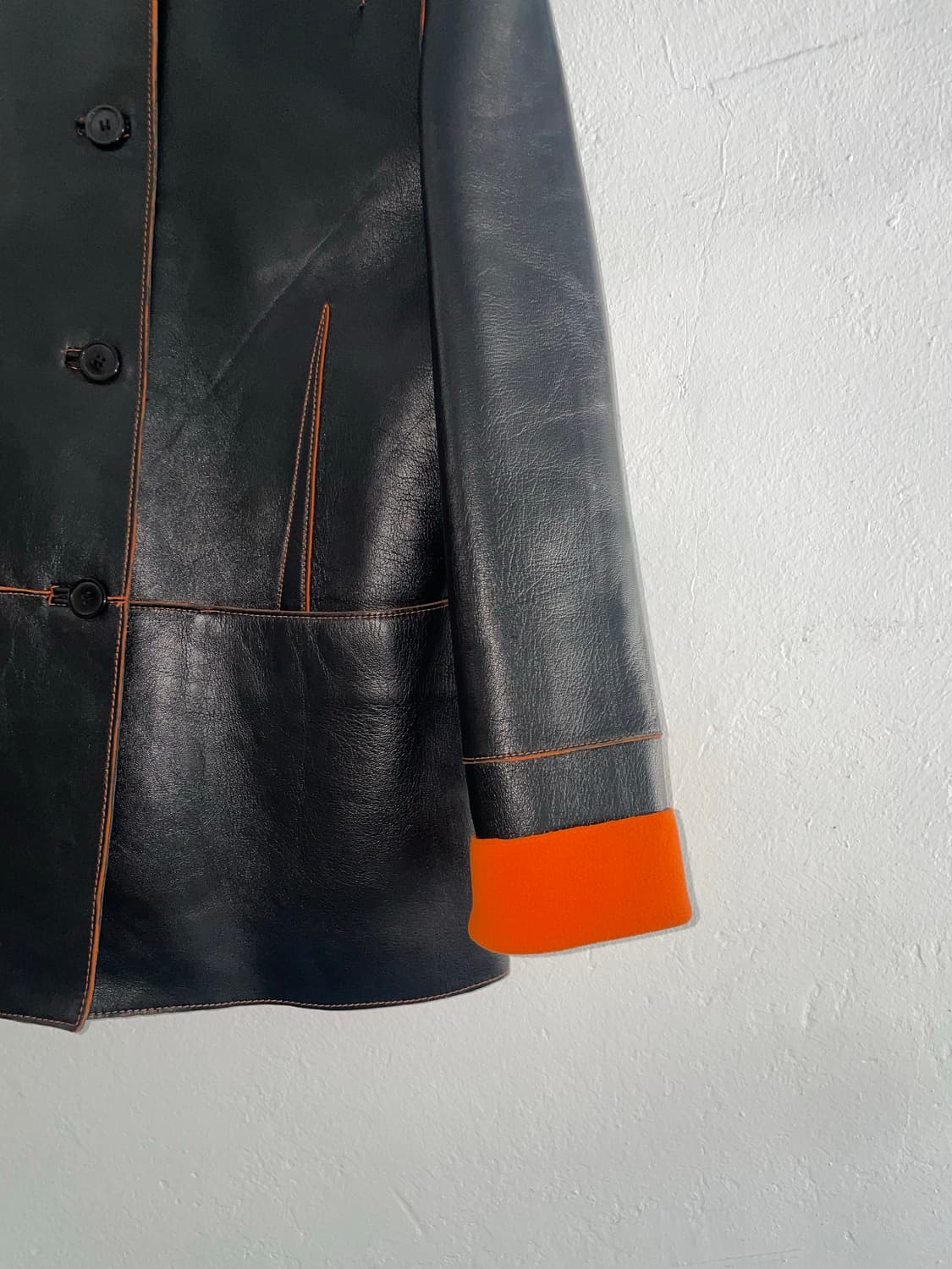Orange stitch leather jacket 상품이미지3