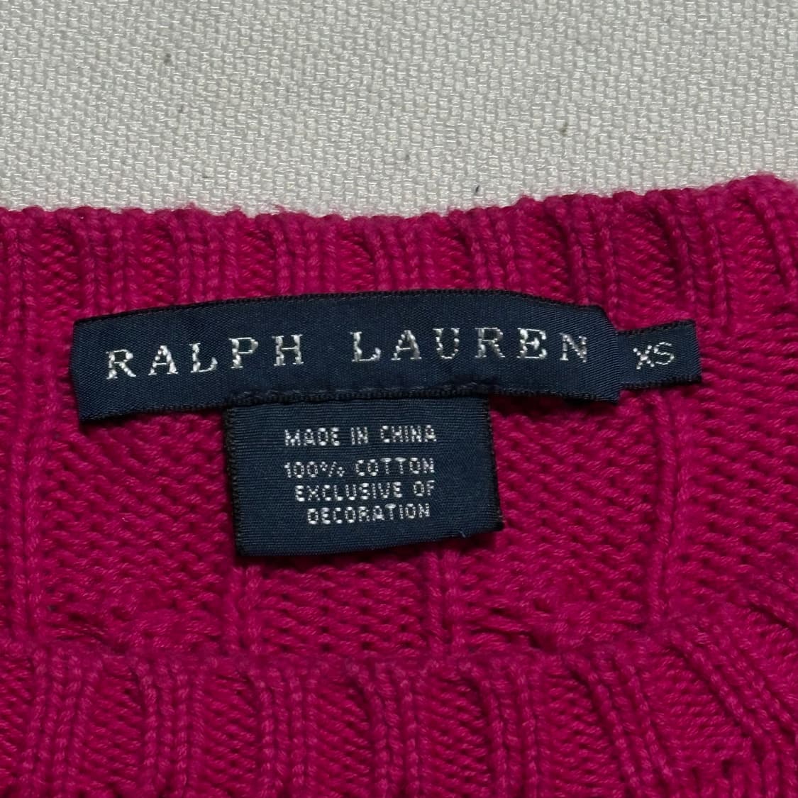 XS 폴로랄프로렌 여성용 핑크 케이블 니트 상품이미지4