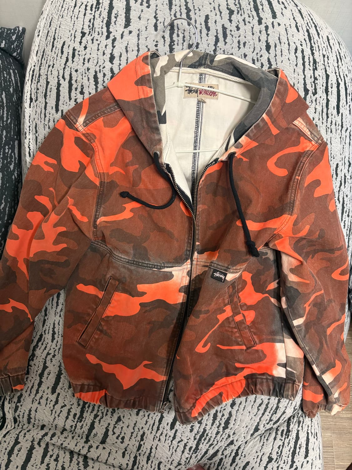 스투시 스프레이 다이 후드 워크 자켓 오렌지 카모 s사이즈 상품이미지1