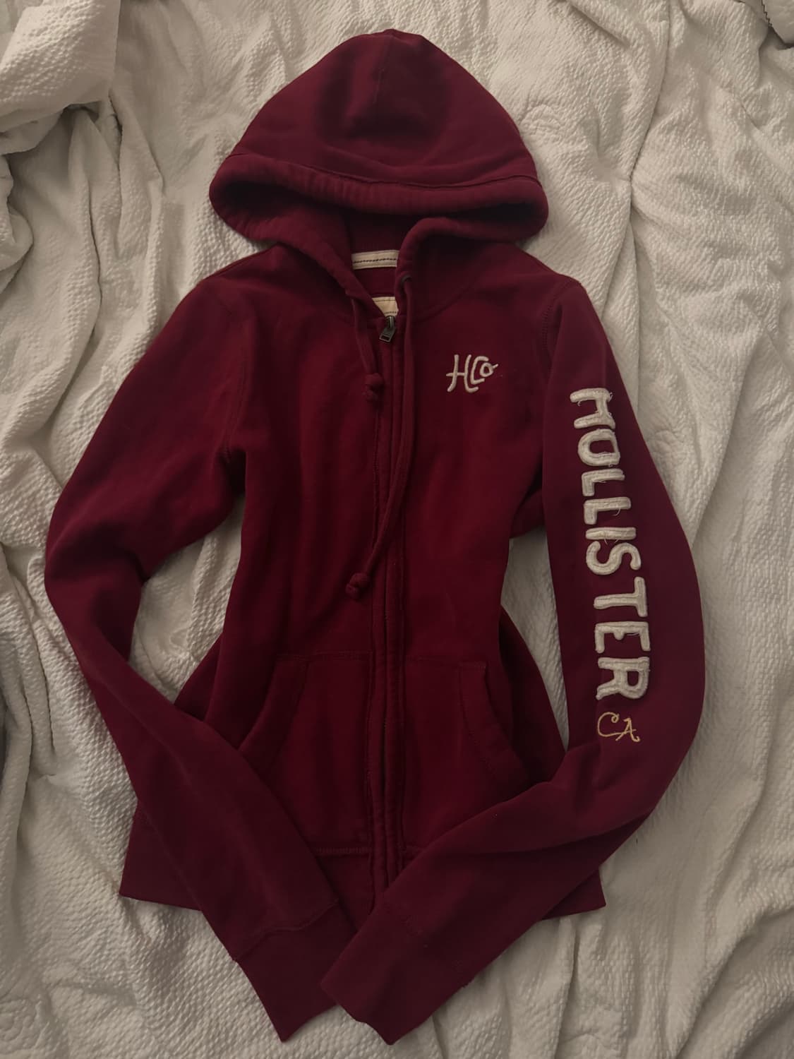 홀리스터 화이트 + 버건디 후드집업 상품이미지1