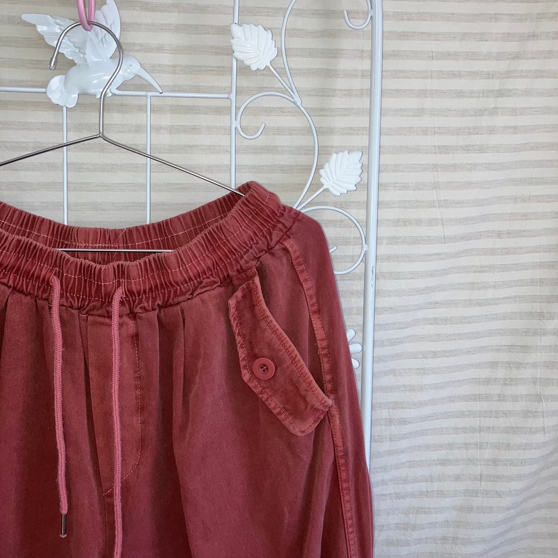 빈티지 레드와인 카고 스트링 팬츠 y2k 스트릿 갸루 펑키 상품이미지3