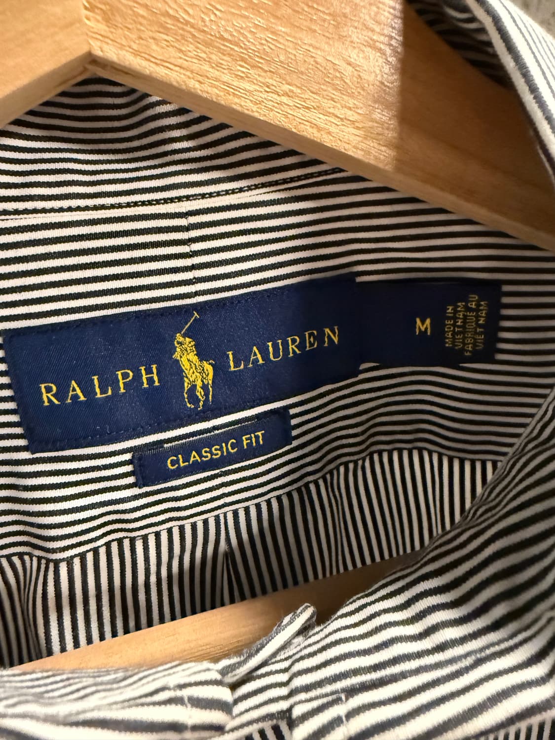 M 폴로 랄프로렌 POLO 클래식핏 스트라이프 셔츠 블랙 상품이미지5