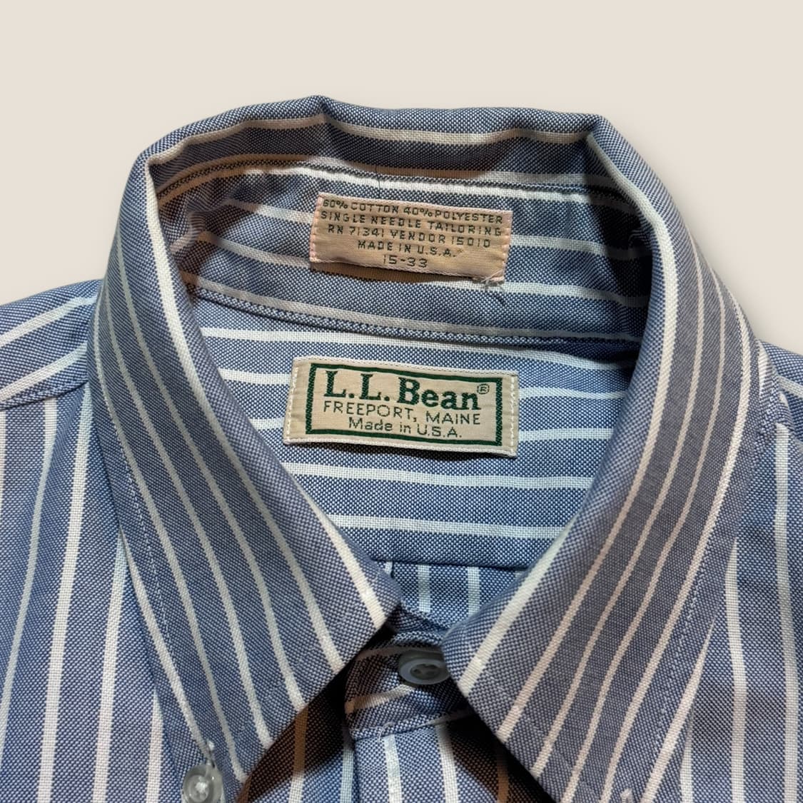 90s USA L.L.Bean 옥스포드 스트라이프 셔츠 M 상품이미지4
