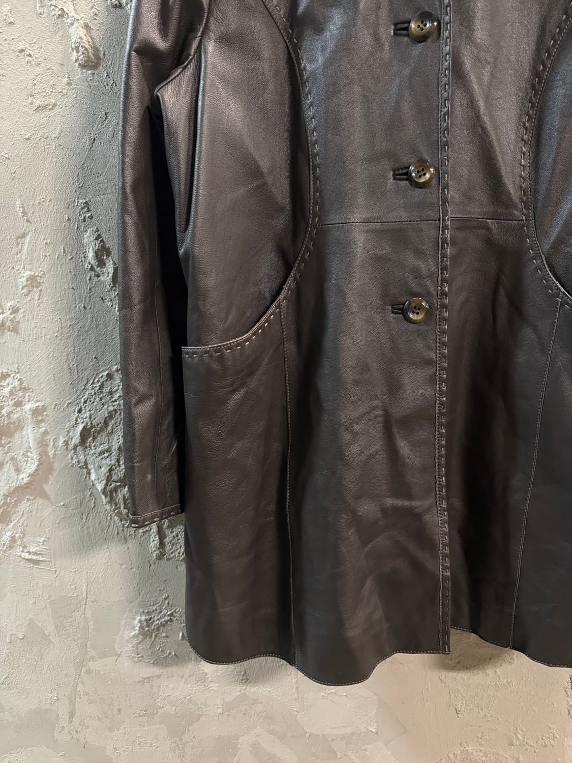 11 발망 BALMAIN 후드 양가죽 하프 코트 다크브라운 상품이미지2