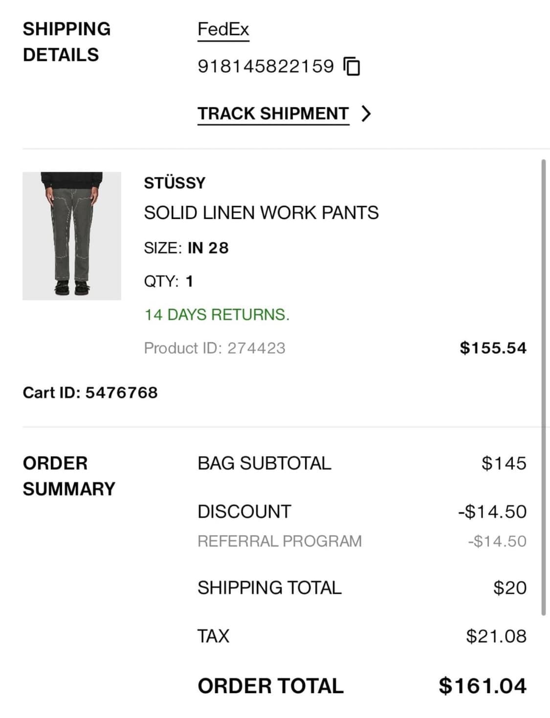 스투시 워크팬츠(28) 상품이미지4