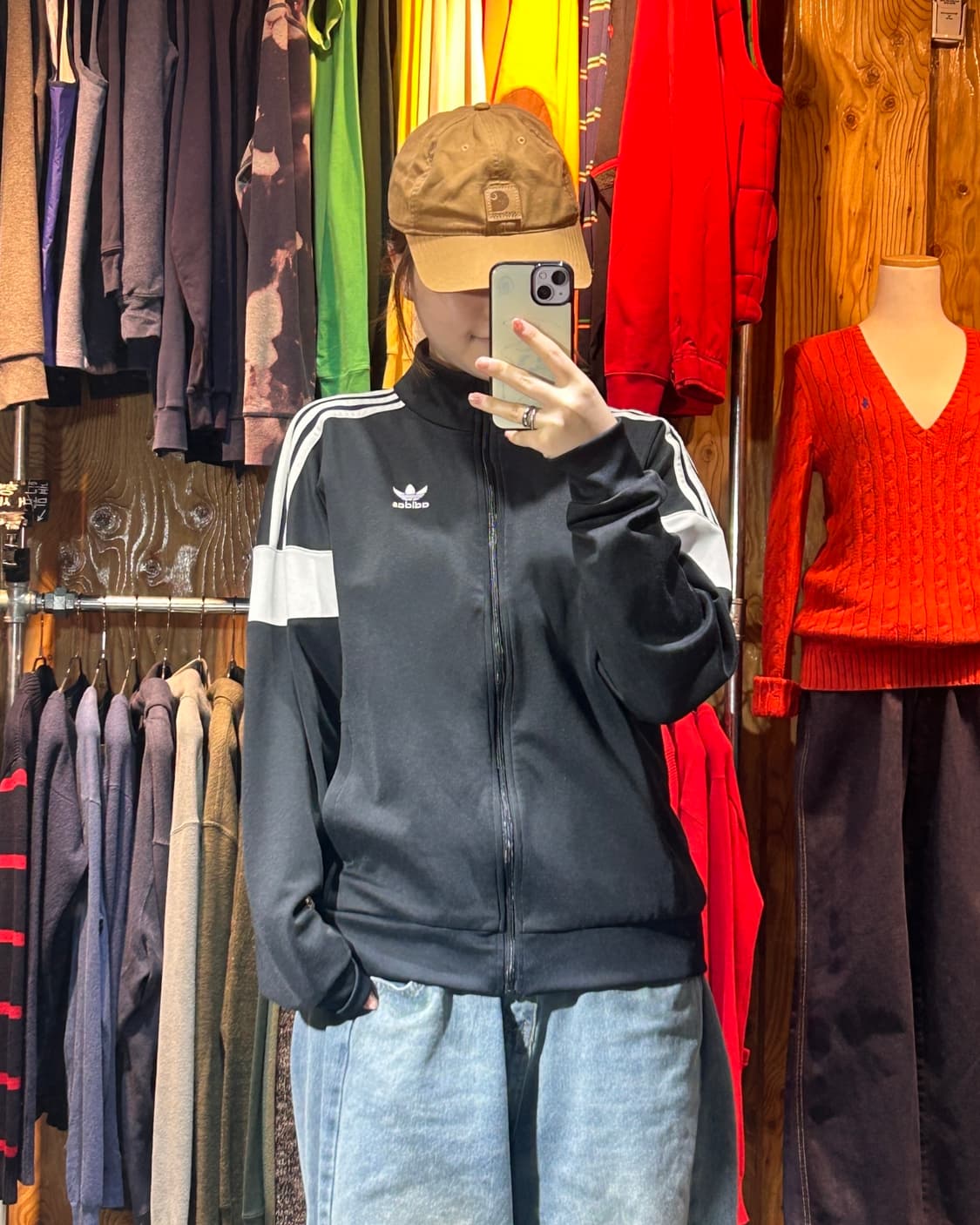 XS 아디다스 오리지널스 빅로고 배색 트랙탑 블랙 자켓 상품이미지1