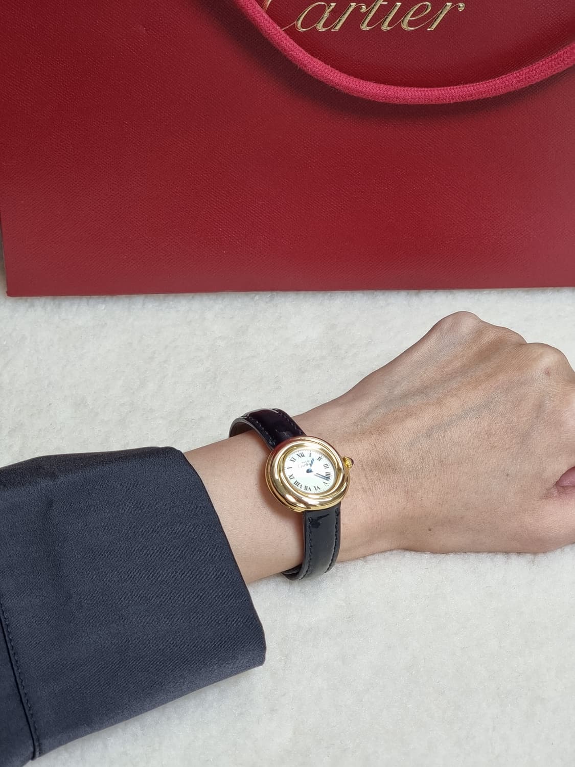 까르띠에 머스트 트리니티 선레이 실버다이얼 디버클 여성시계 99년 상품이미지7