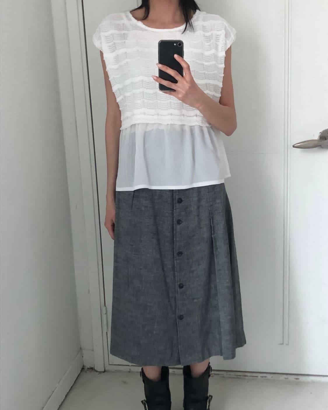 일본빈티지 화이트 슬리브리스 상품이미지2