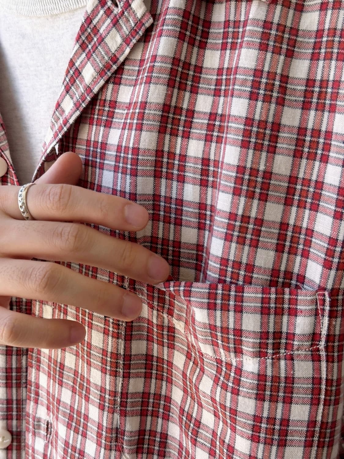 Natural cotton linen open collar shirt 상품이미지8
