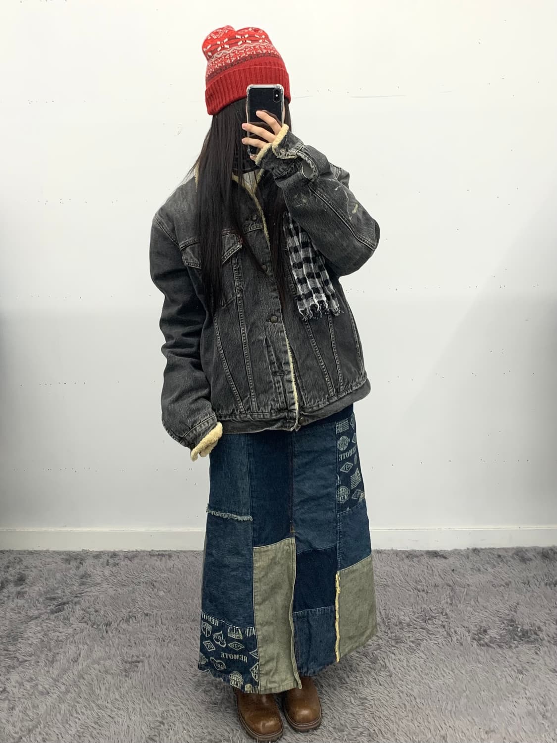 C.a.t jeans 프린팅 데님 롱스커트 상품이미지2