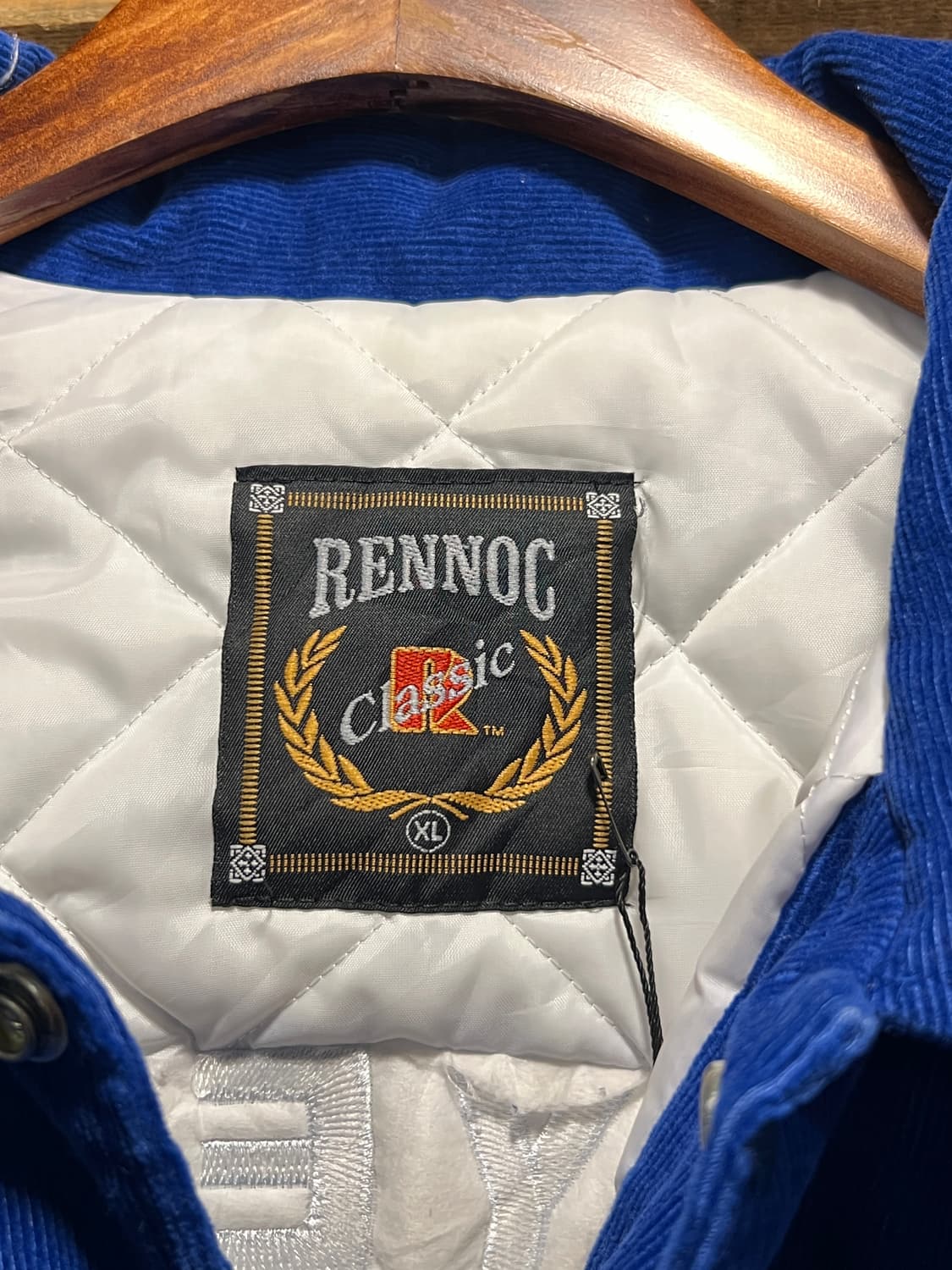 [XL]90's Made in USA 하키팀 블루 코듀로이 바시티 자켓 상품이미지3