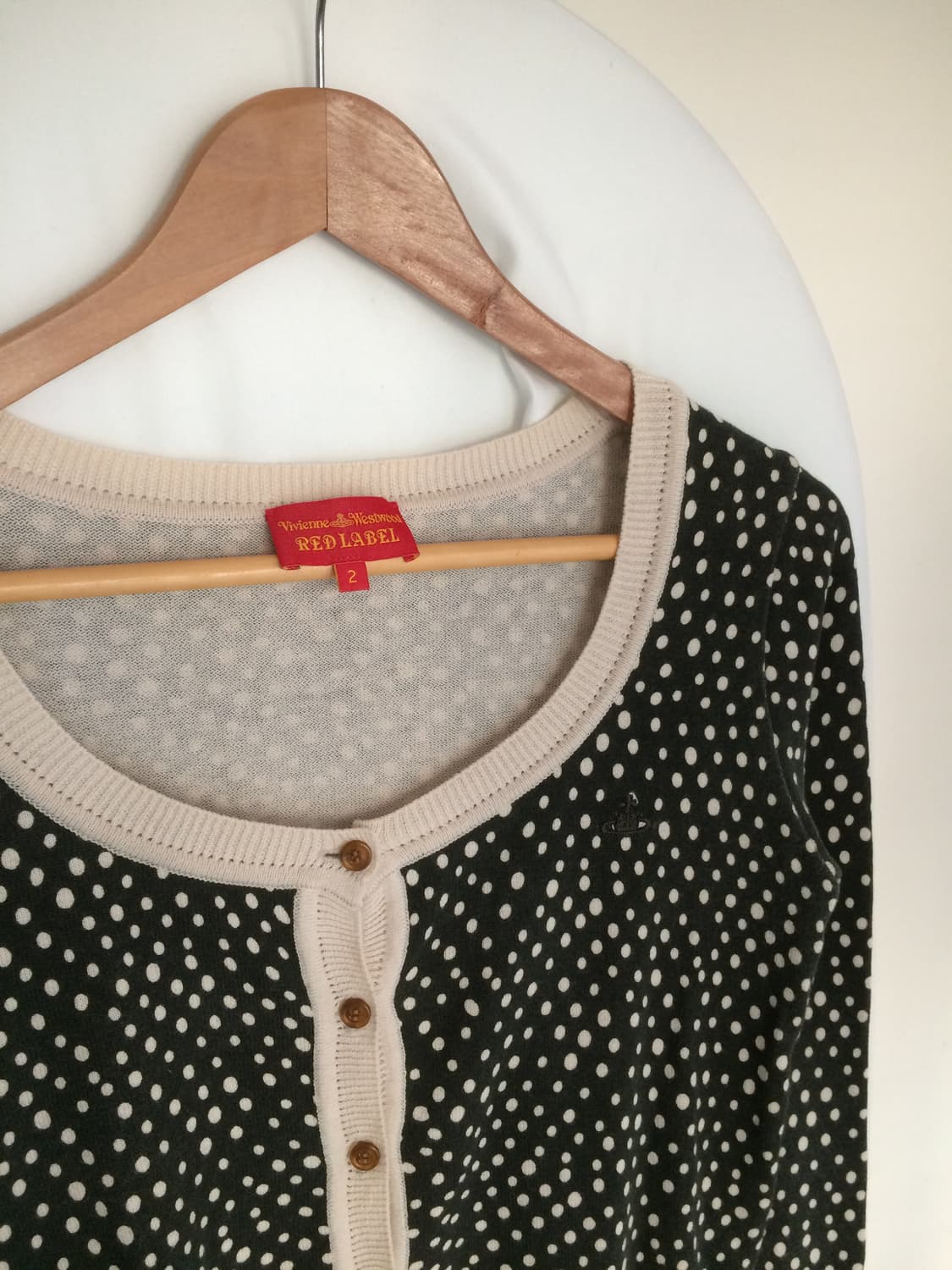 비비안 웨스트우드 도트 땡땡이 오알비 자수 니트 가디건 상품이미지3