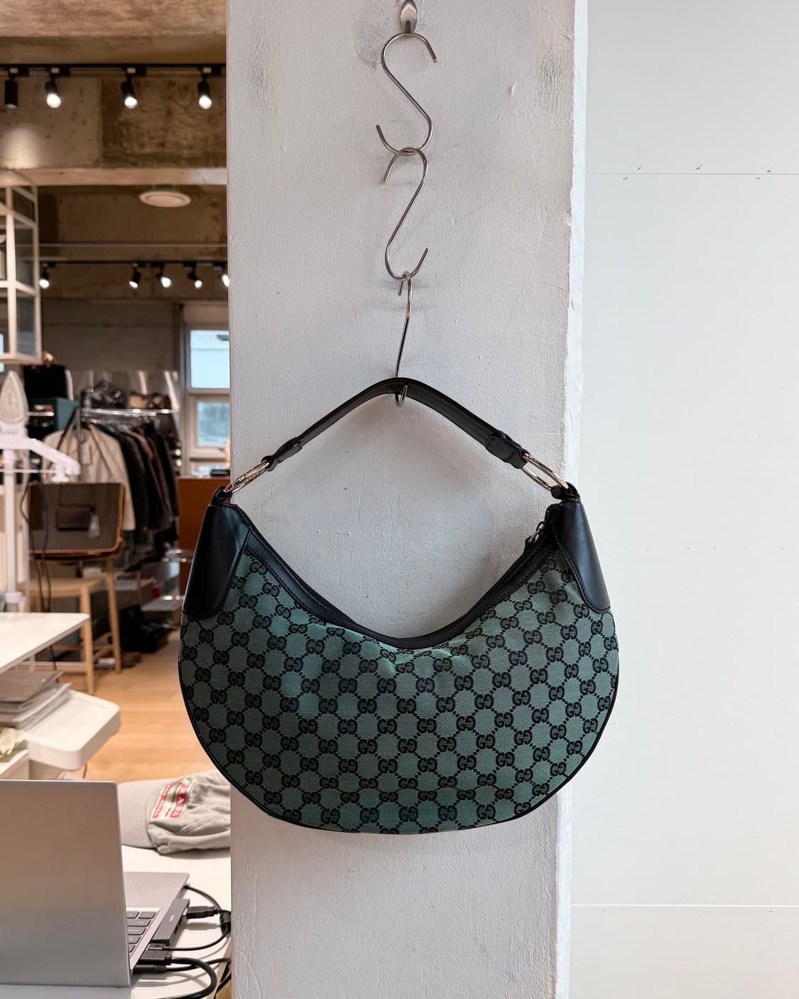 구찌 그린 자카드 호보 숄더백 상품이미지4