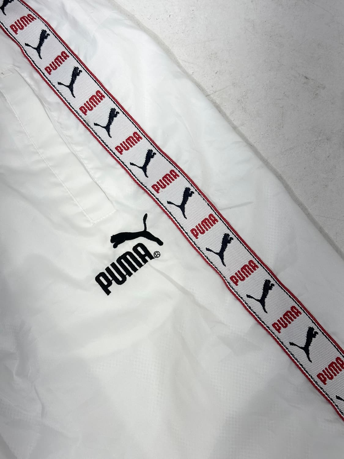 푸마 화이트 와이드 로고 사이드 라인 트랙 팬츠 댄스 추리닝 바지 상품이미지6