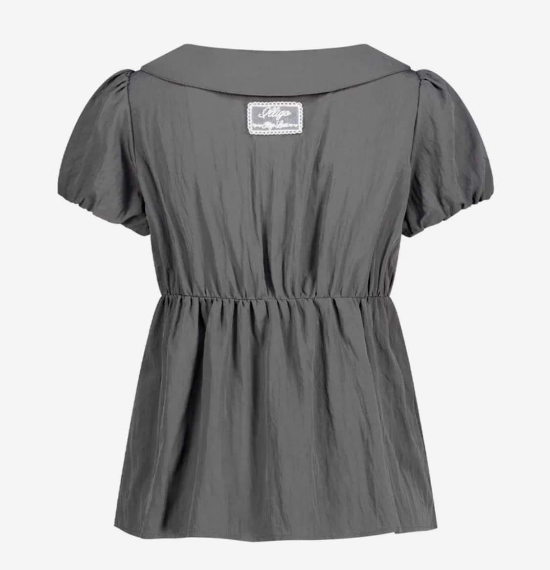 일리고 포밍 리본 퍼프 블라우스 차콜 상품이미지3