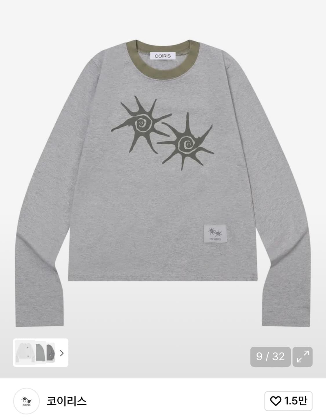 코이리스 솔루나 라운드넥 배색 롱 슬리브 티 상품이미지1