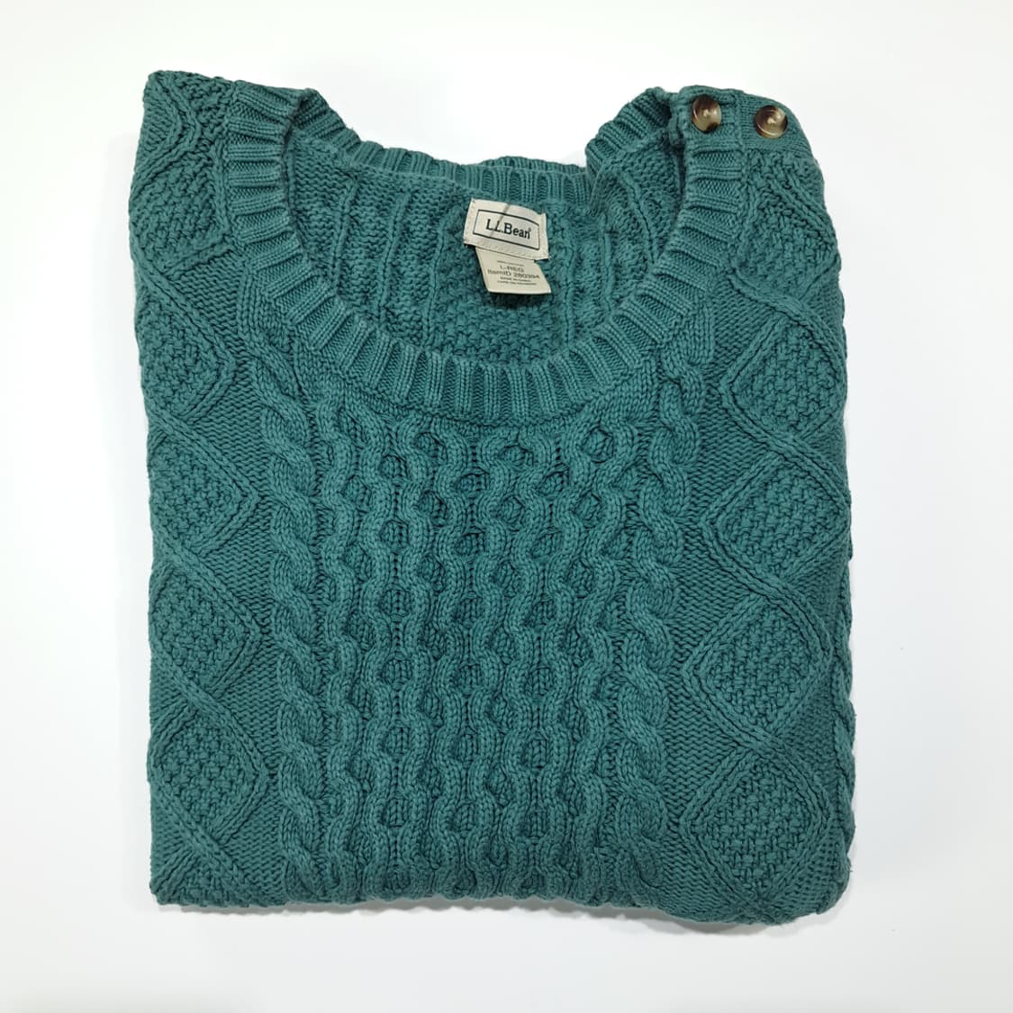 CL356 L 엘엘빈 00s 틸그린 케이블 피셔맨 니트 스웨터 상품이미지7