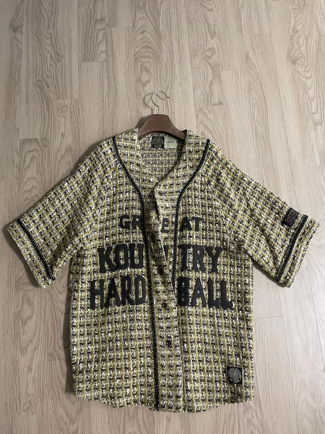 캐피탈 팬시 트위드 그레이트 컨트리 베이스볼 셔츠 옐로우 상품이미지1