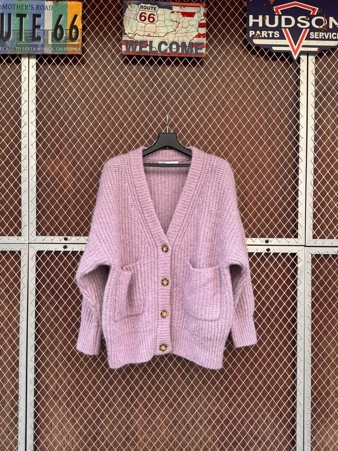 zara 자라 오버핏 앙고라 울 아방가르드 핑크 니트 가디건 M 상품이미지1