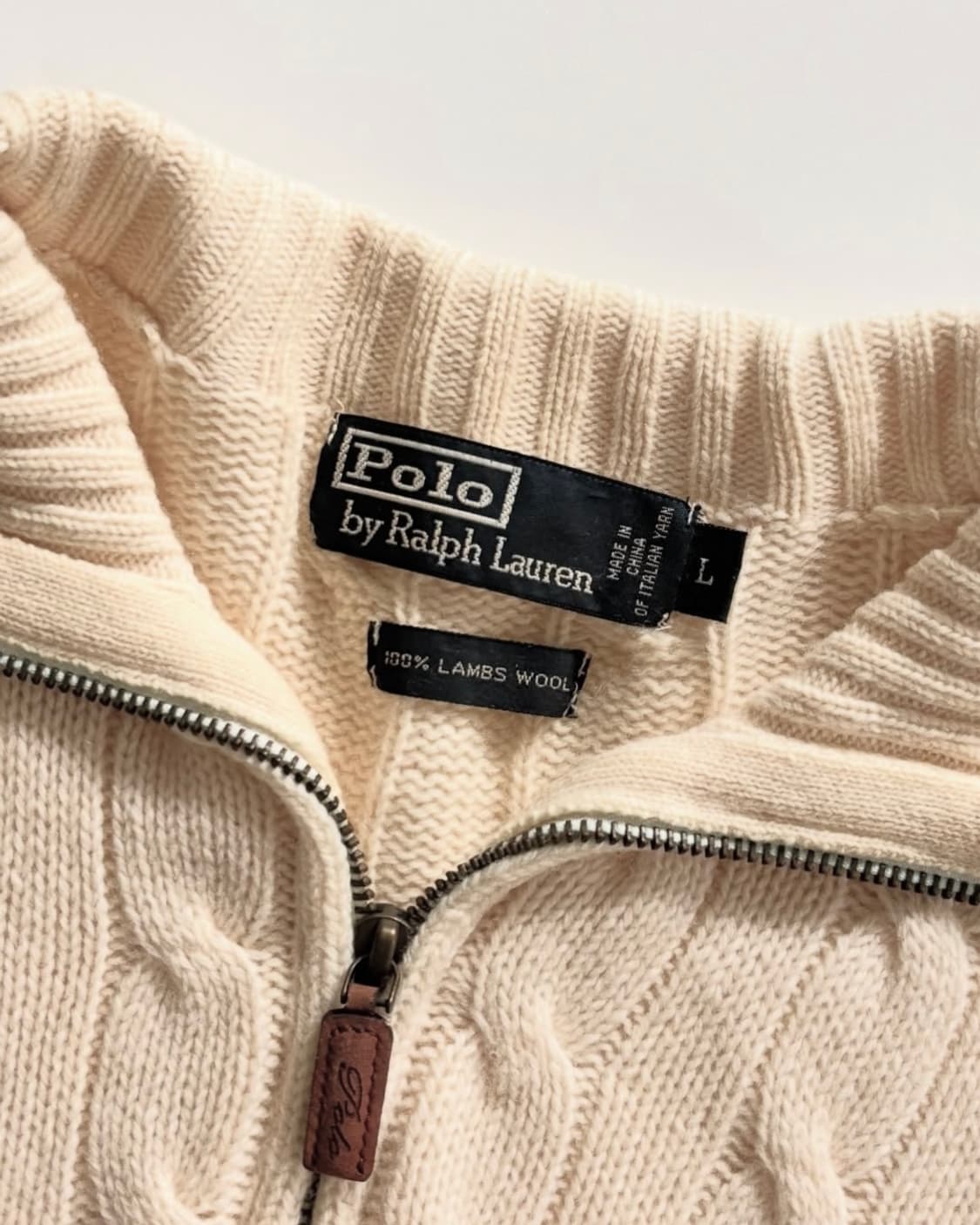 Polo 폴로 랄프로렌 아이보리 케이블 램스울 반집업 니트 상품이미지3