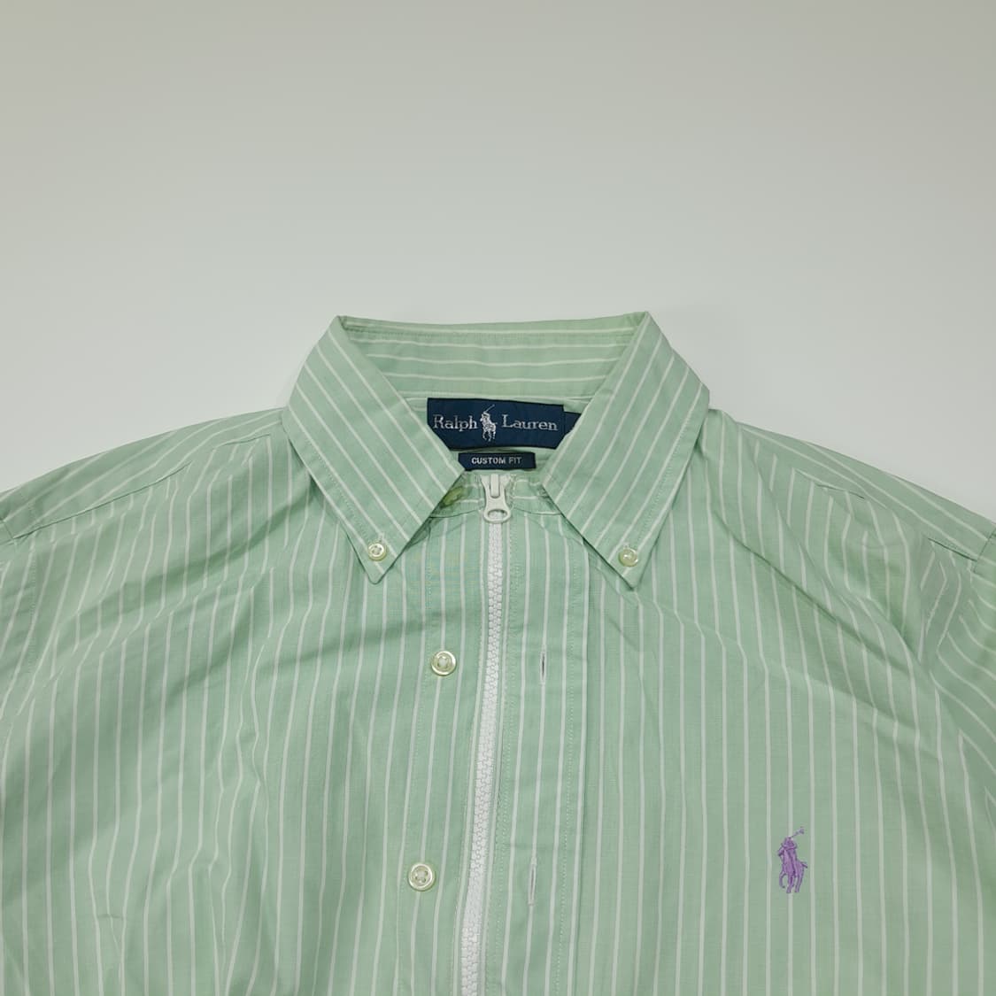 CL906 FREE 폴로 00s 그린 스트라이프 리메이크 크롭 셔츠 남 상품이미지2