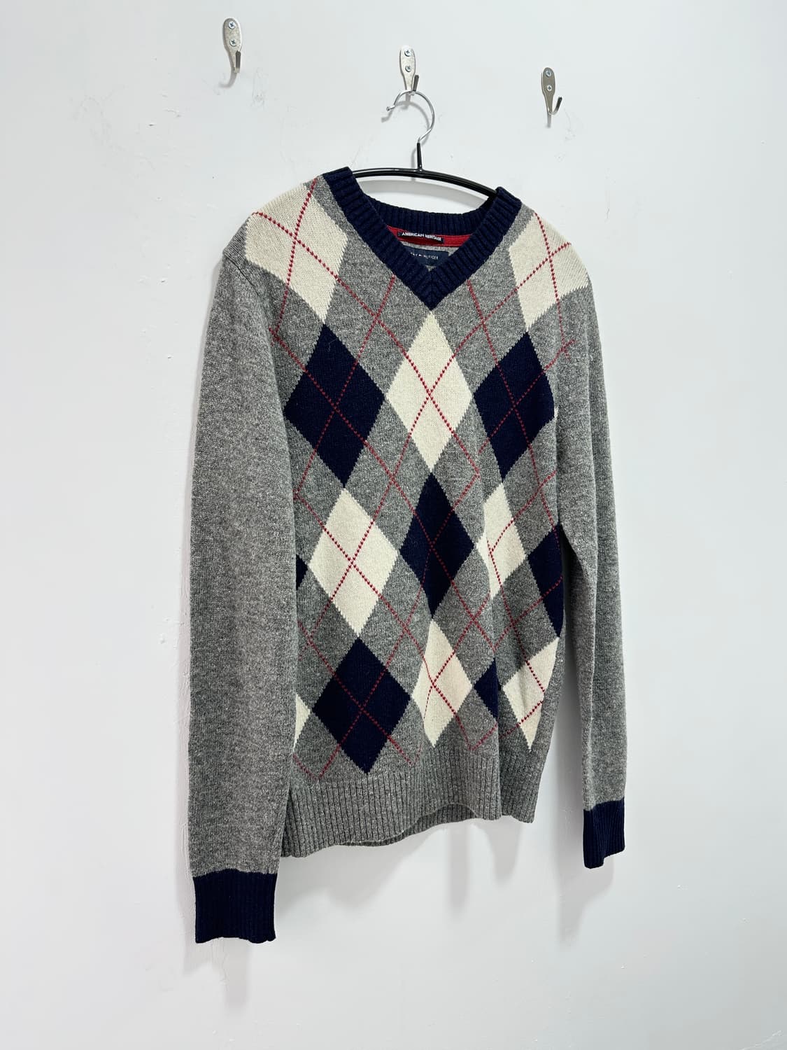 Tommy Hilfiger argyle pattern v neck kni 상품이미지3