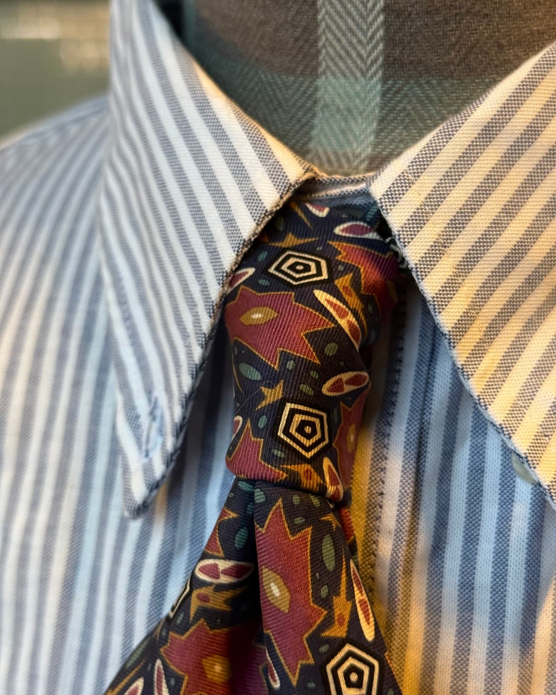 90‘s 크리스찬 디올 지오매트릭 패턴 실크 타이 상품이미지7