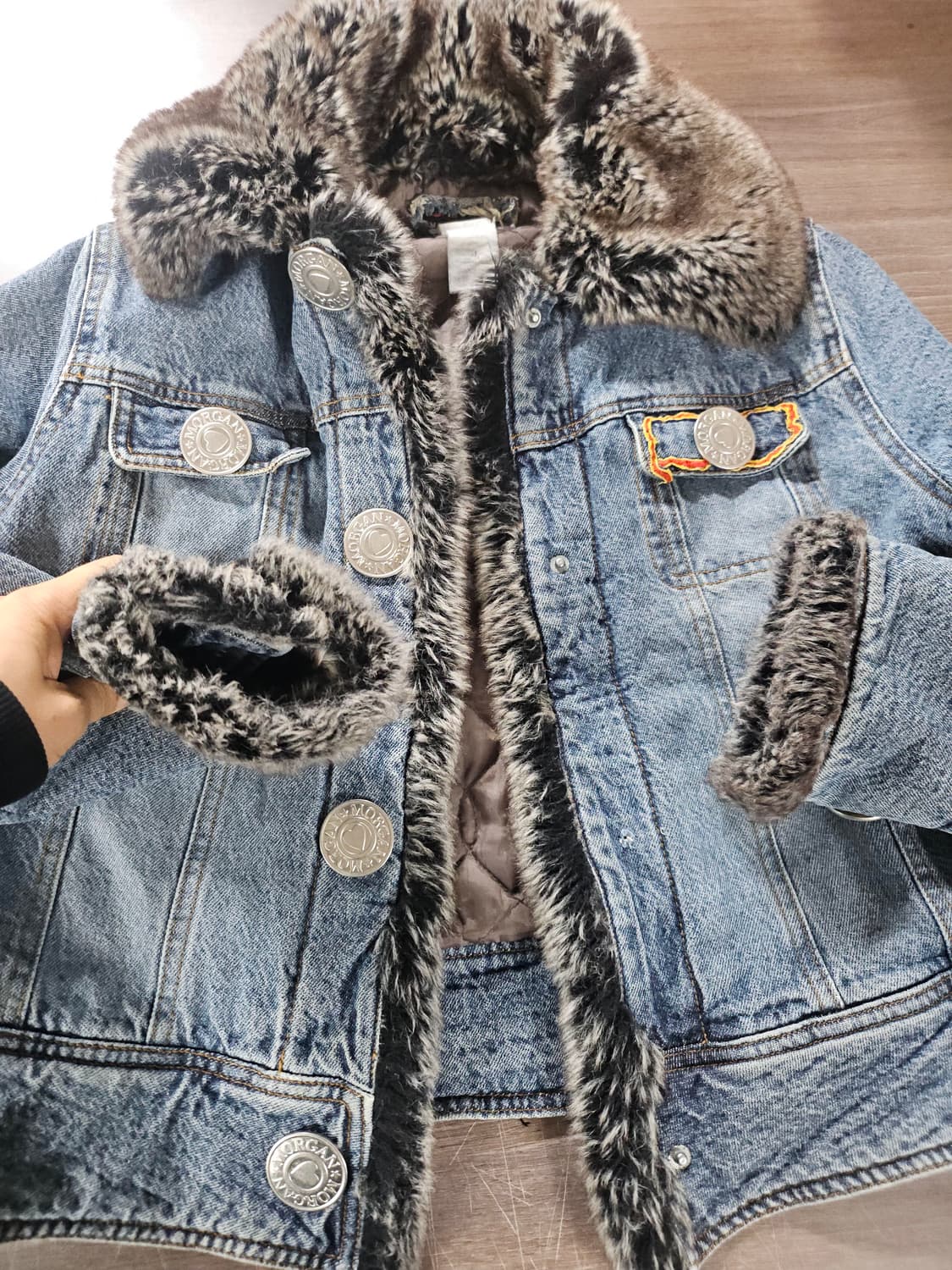 모르간 Y2K 빈티지 퍼트리밍 데님자켓 청자켓 S 상품이미지6