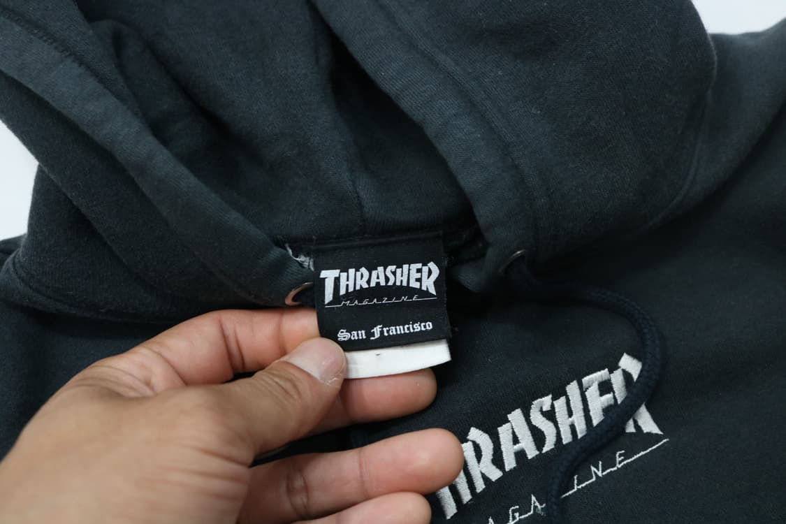 THRASHER 트래셔 빈티지 로고 자수 블랙 후드티 L 상품이미지5