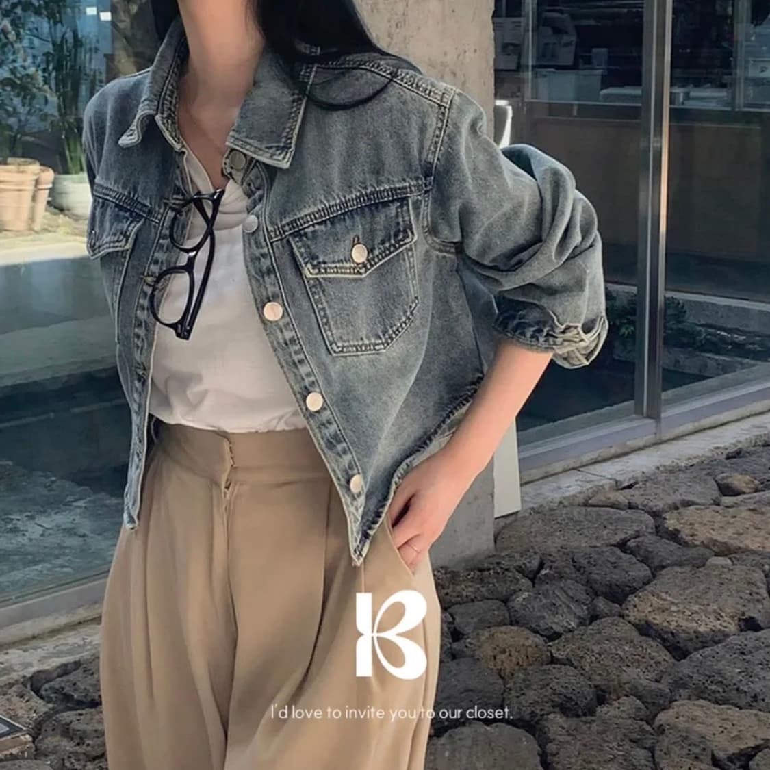 베이델리BEIDELLI/ 벨리드made 돌핀 크롭 라운드 청자켓 데님셔츠 상품이미지1