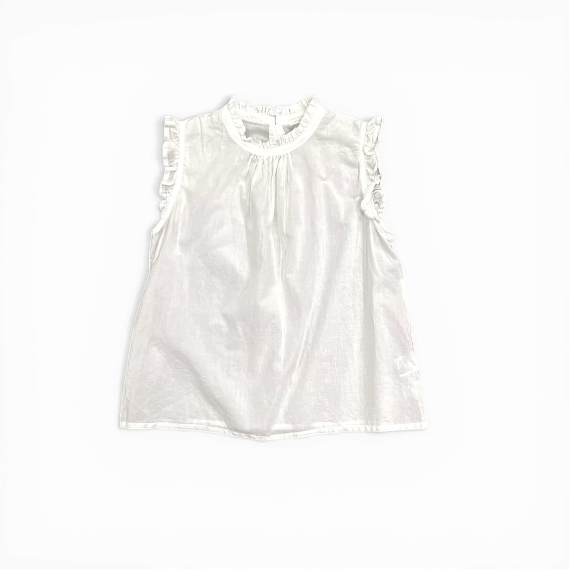 Frill Detail White Sleeveless Top 상품이미지1