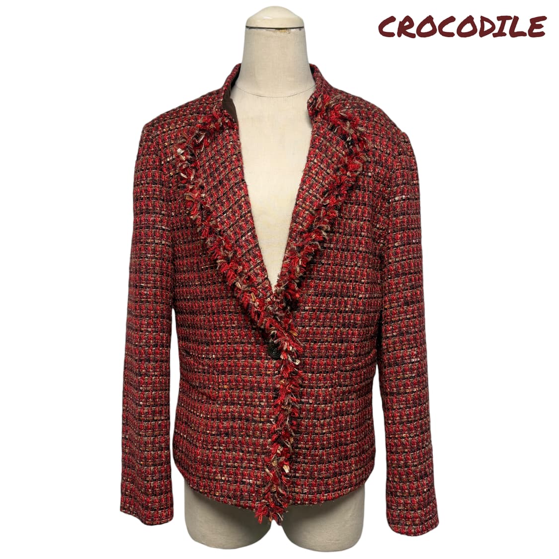 3845 크로커다일 레드 긴팔 트위드자켓 상품이미지1