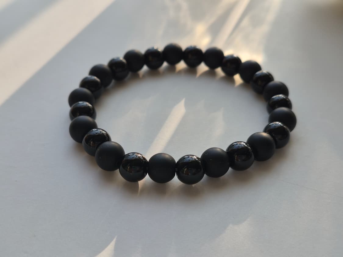 남자 팔찌 천연석 블랙 오닉스 원석 핸드메이드 팔찌 무광 유광 상품이미지5