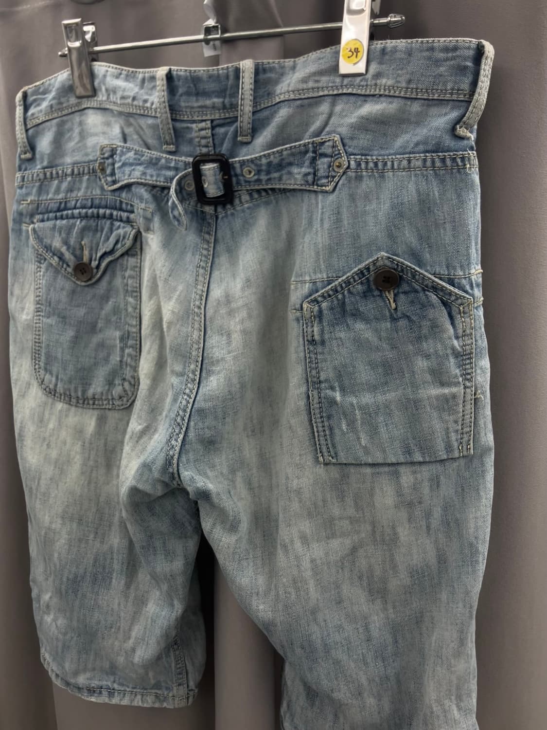 알뉴볼드 데미지 연청 하프 데님팬츠 상품이미지7