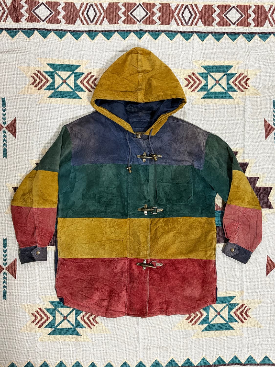 90s 글로벌 아이덴티티 파이어맨 컬러웨이 레더 코트자켓 상품이미지1