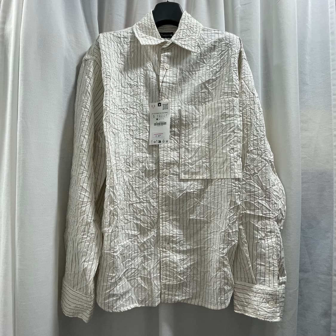 자라/ 링클 이펙트 스트라이프 셔츠/ S 상품이미지8