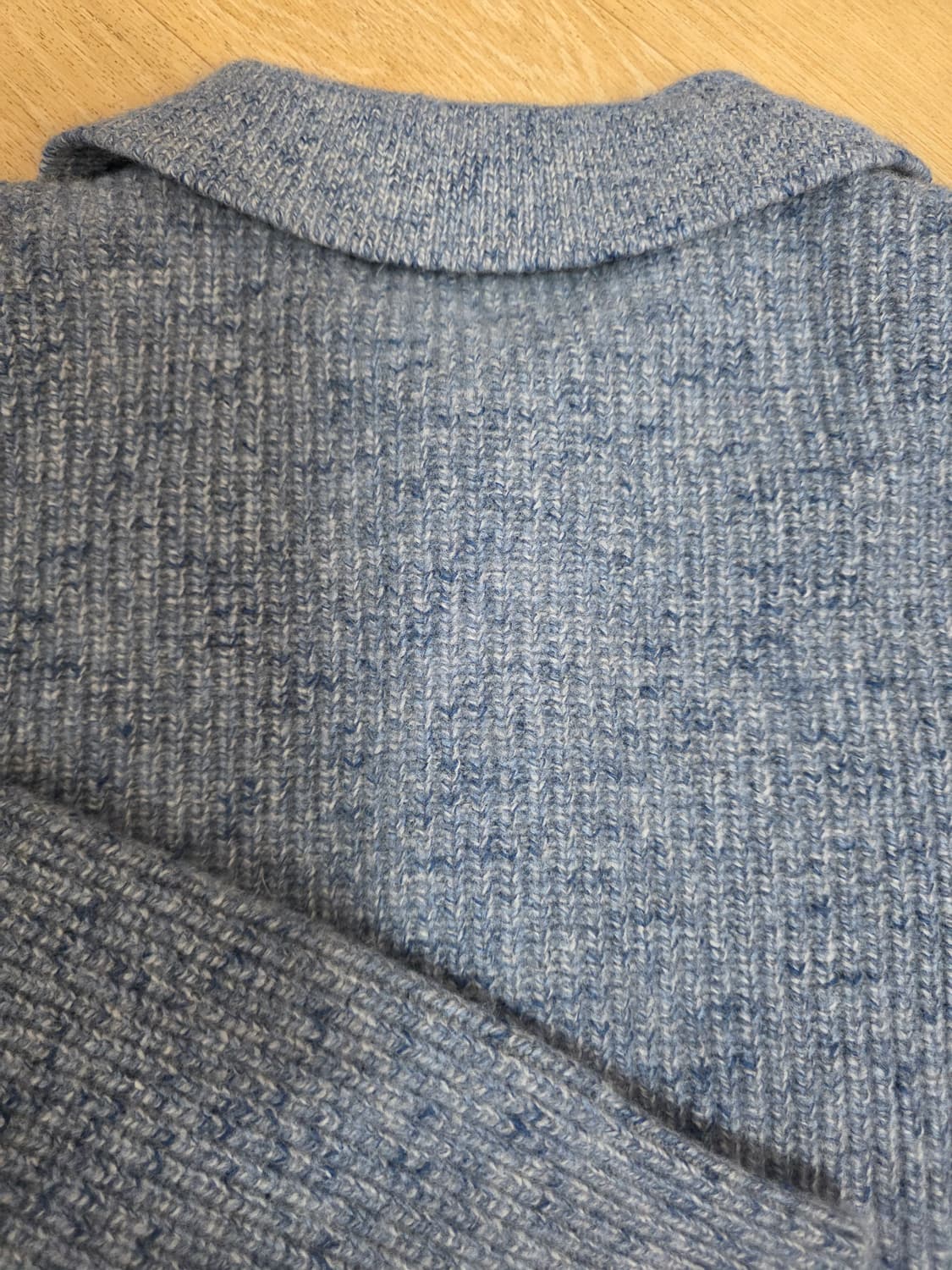 비슬로우 울 카라 니트 멜란지 블루 L 상품이미지8