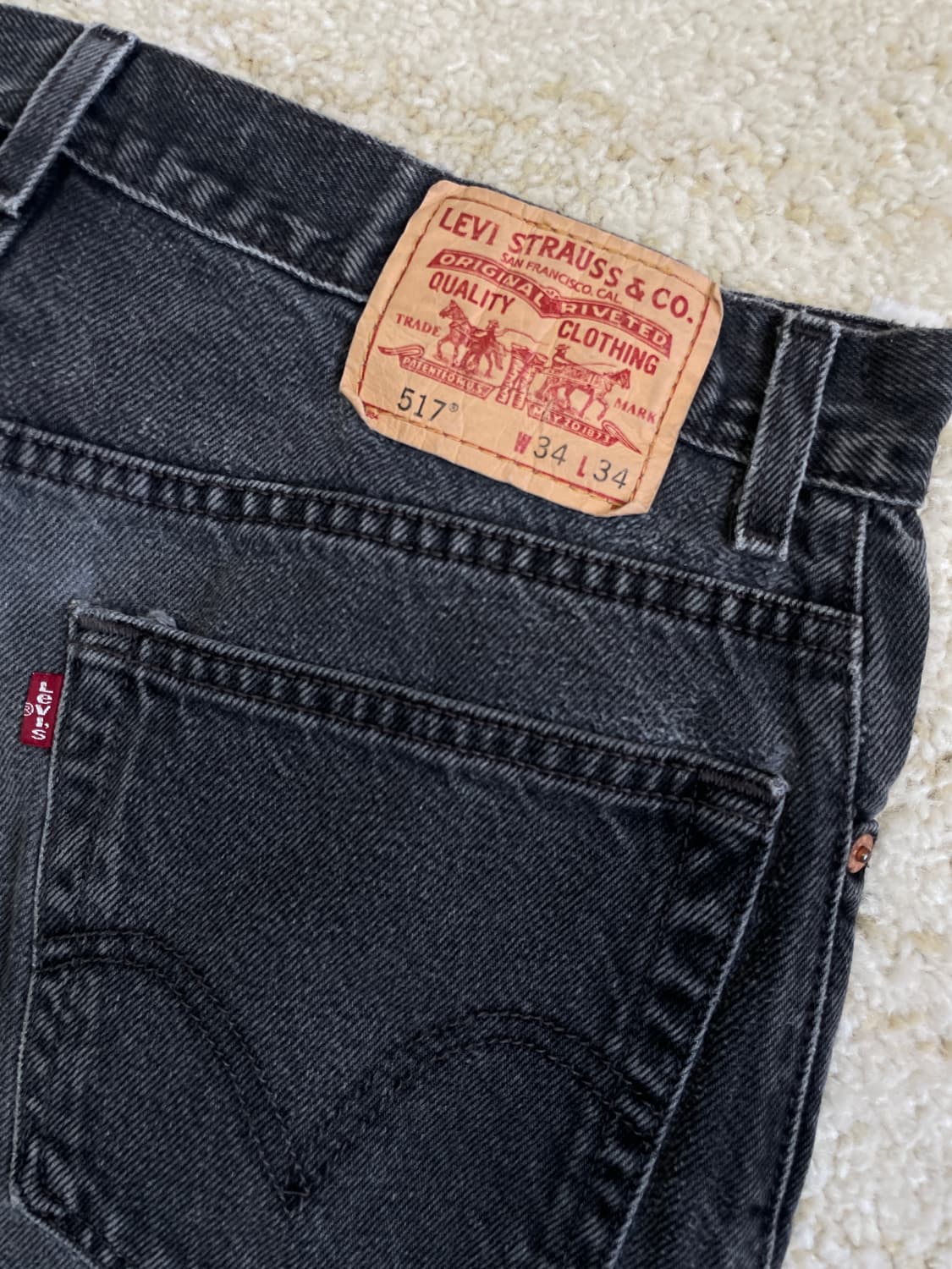 [34x34] 00s 리바이스 517 부츠컷 블랙 그레이 데님 진 상품이미지2