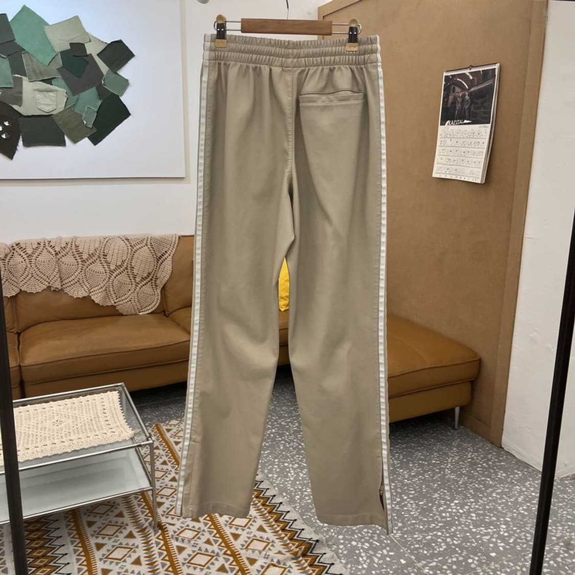 아디다스 스트릿 캐주얼 레더 가죽 삼선 밴딩 트랙팬츠 XS C10760 상품이미지4