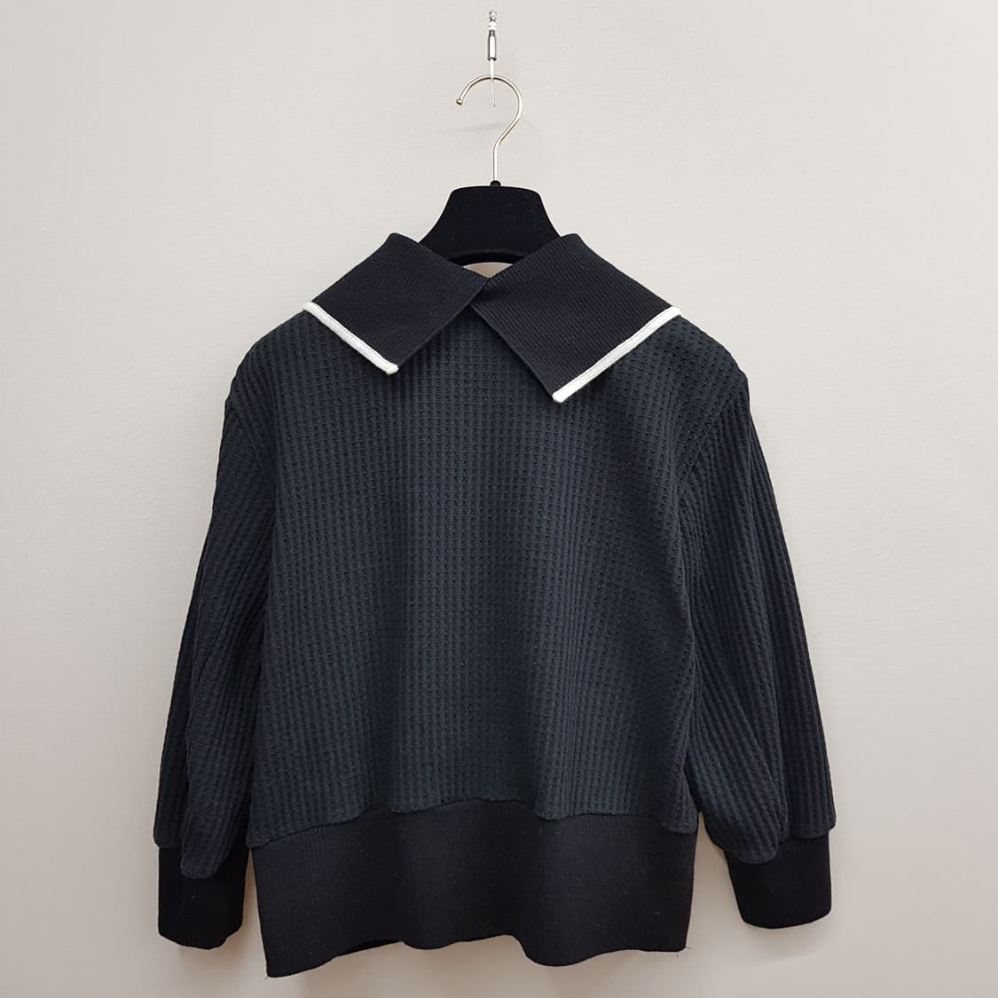 한섬 SJSJ 2022 배색 카라 골지 니트 82-94-160사이즈 상품이미지6