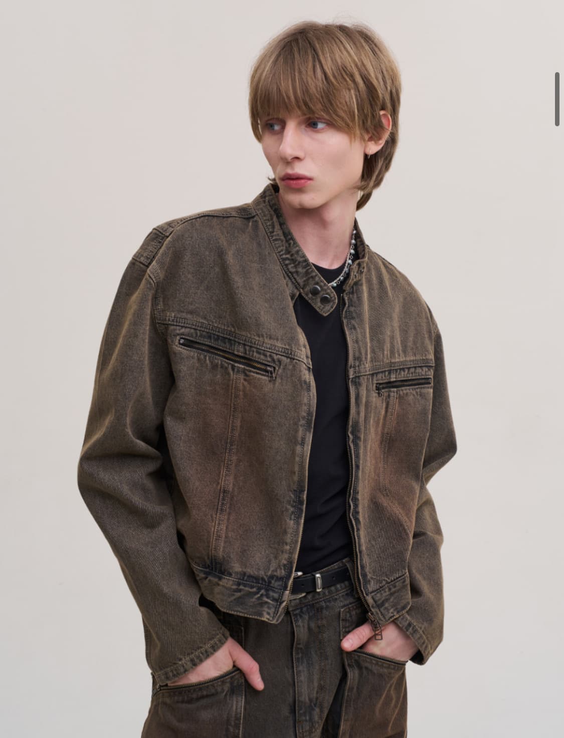 슈퍼서브 워싱 크롭 데님 자켓 M 상품이미지3