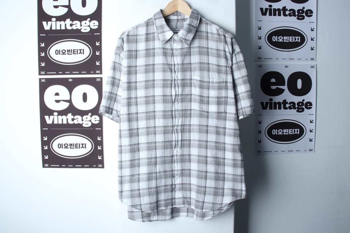 (XL-2XL) 에잇세컨즈 반팔 카라 티셔츠 셔츠 남방 체크-H32748 상품이미지2
