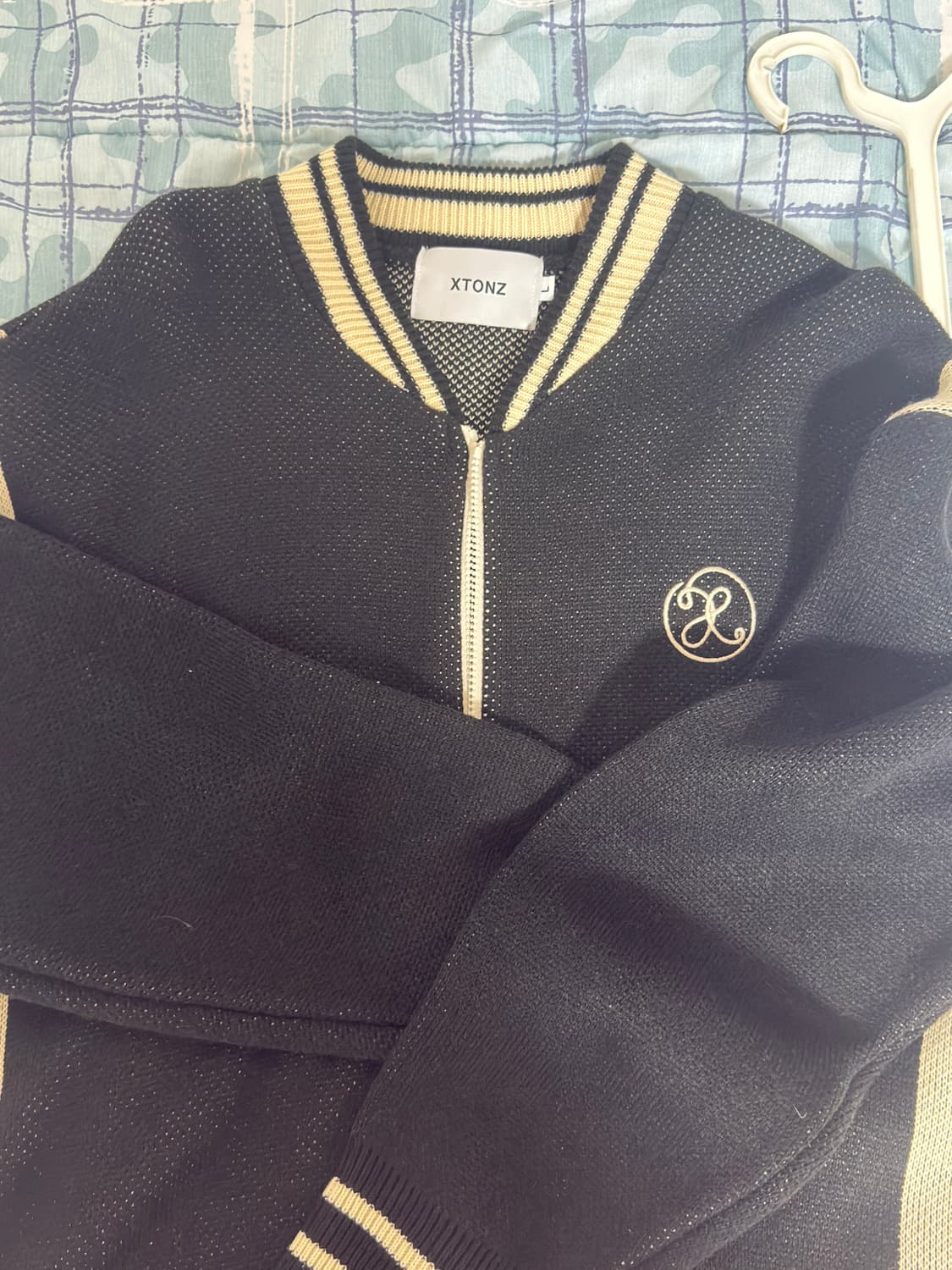 XTK035 마리 스타디움 니트 집업 (BLACK) L사이즈 상품이미지2