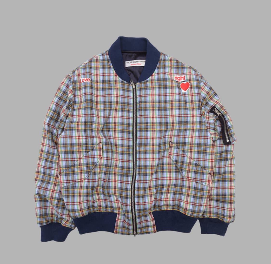 더뮤지엄비지터 LOVE CHECK MA-1 JACKET (S size) 상품이미지1